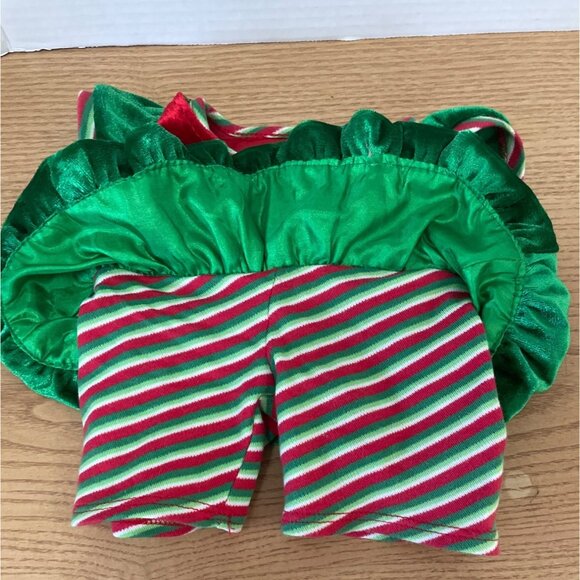 Build a Bear Workshop Holiday Outfit Elf Costume Christmas Green Red Stripped - Picture 3 of 8